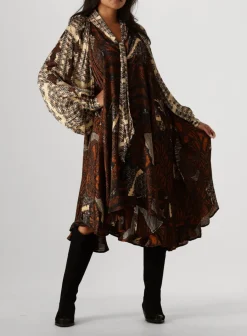 bruine mes demoiselles midi jurk abbey