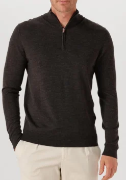 bruine profuomo trui pullover half zip merino
