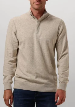 bruine profuomo trui pullover half zip button
