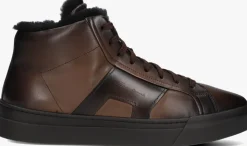 bruine santoni hoge sneakers led vacht mid sneaker