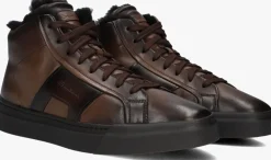 bruine santoni hoge sneakers led vacht mid sneaker