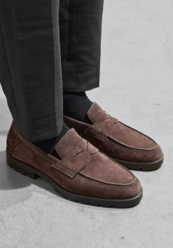 bruine santoni loafers sue penny loafer gz