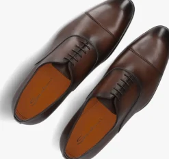 bruine santoni nette schoenen led veterschoen