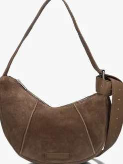 bruine shabbies schoudertas platamini oiled suede