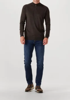 bruine stefano lauran trui half zip anders