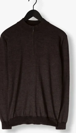 bruine stefano lauran trui half zip anders