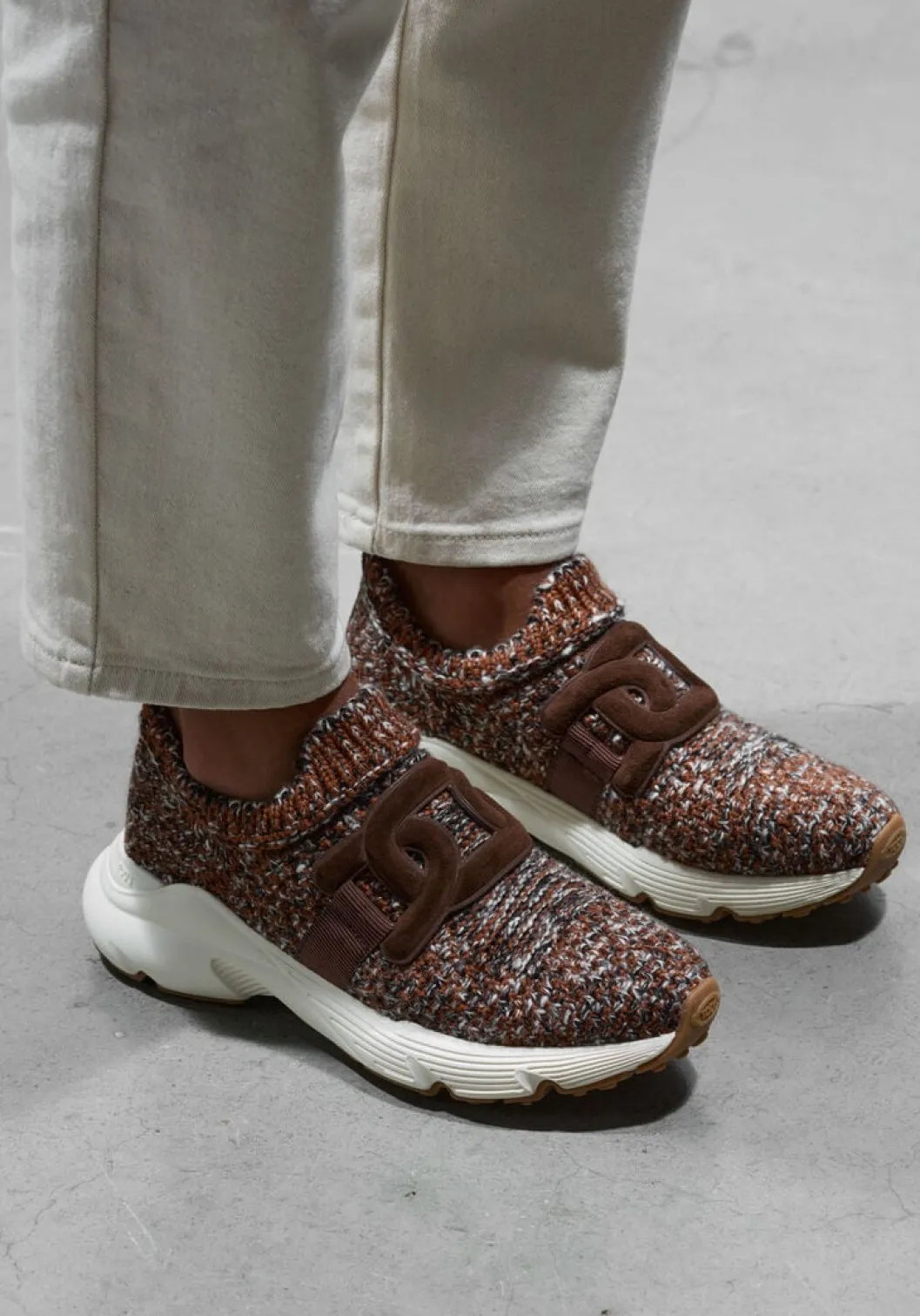 bruine tod's lage sneakers knit sneaker