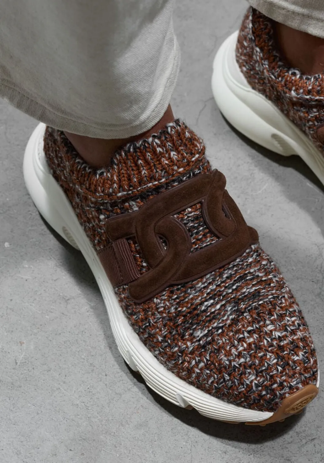 bruine tod's lage sneakers knit sneaker