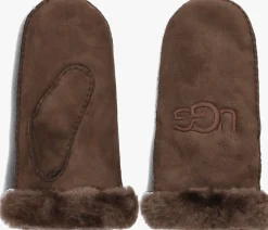 bruine ugg handschoenen sheepskin embroidered mitten