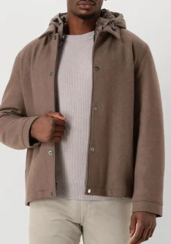 bruine woolrich jack knitted wool shirt jacket