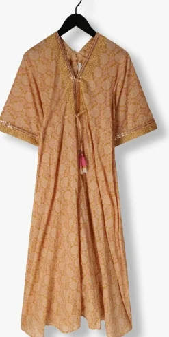 camel summum maxi jurk dress blockprint