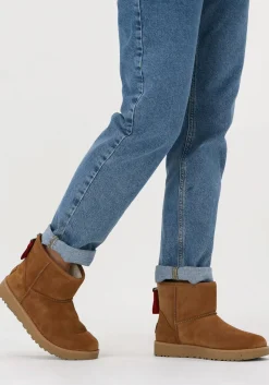camel ugg vachtlaarzen w classic mini logo zip