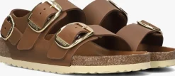 cognac birkenstock sandalen milano big buckle