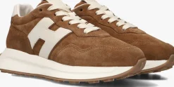 cognac hogan lage sneakers h641 allacciato h patch