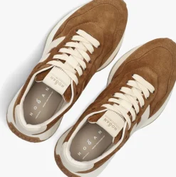 cognac hogan lage sneakers h641 allacciato h patch