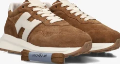 cognac hogan lage sneakers h641 allacciato h patch