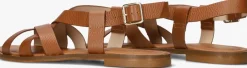 cognac stefano lauran platte sandalen 22757