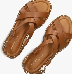 cognac stefano lauran platte sandalen 22757