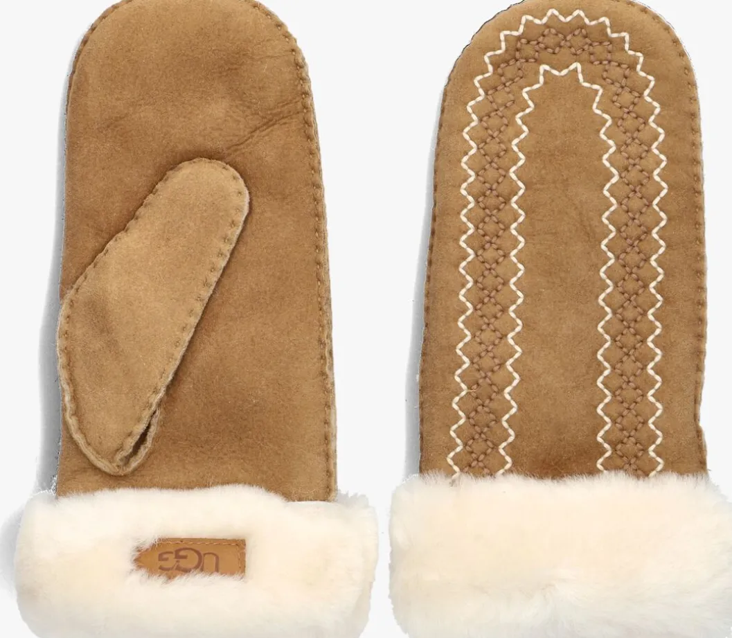 cognac ugg handschoenen atherson embroidered mitten