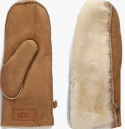 cognac ugg handschoenen exposed sheepskin mitten
