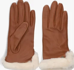 cognac ugg handschoenen leather sheepskin vent glove