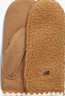 cognac ugg handschoenen uggfluff scalloped mitten