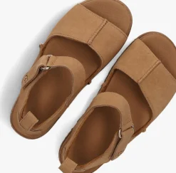 cognac ugg platte sandalen w goldenstar hi