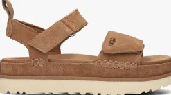 cognac ugg platte sandalen w goldenstar