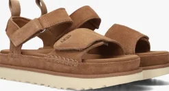 cognac ugg platte sandalen w goldenstar