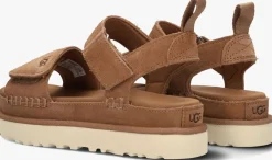 cognac ugg platte sandalen w goldenstar