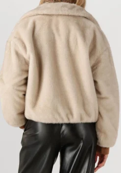 creme dante6 faux fur jas entity faux fur bomber jacket
