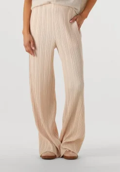 creme forte forte wijde broek poly crepe plisse' regular waist pants