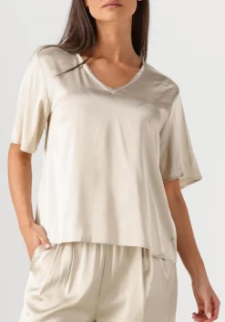 creme mos mosh blouses mmevie v-neck satin blouse