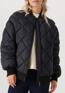 donkerblauwe alix the label jack ladies woven quilted bomber