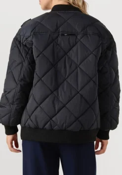 donkerblauwe alix the label jack ladies woven quilted bomber