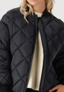 donkerblauwe alix the label jack ladies woven quilted bomber