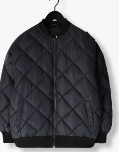 donkerblauwe alix the label jack ladies woven quilted bomber