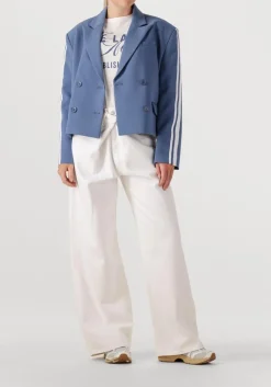 donkerblauwe alix the label blazer ladies woven stripe tape blazer