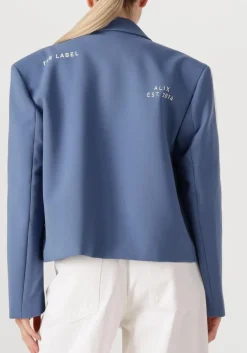 donkerblauwe alix the label blazer ladies woven stripe tape blazer
