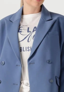 donkerblauwe alix the label blazer ladies woven stripe tape blazer