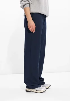 donkerblauwe alix the label wijde broek ladies woven clean pants