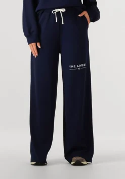 donkerblauwe alix the label wijde broek ladies knitted wide leg scuba pants