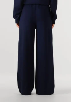 donkerblauwe alix the label wijde broek ladies knitted wide leg scuba pants