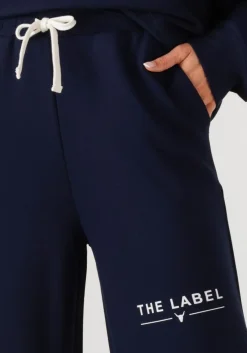 donkerblauwe alix the label wijde broek ladies knitted wide leg scuba pants