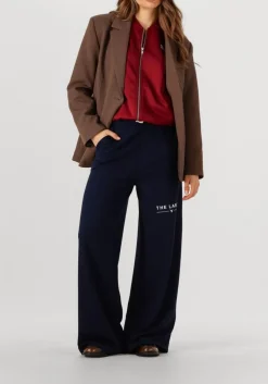 donkerblauwe alix the label wijde broek ladies knitted wide leg scuba pants