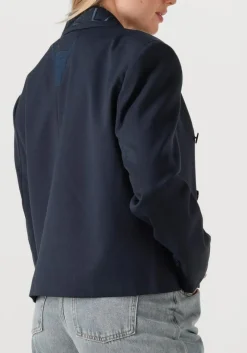 donkerblauwe alix the label blazer ladies woven double breasted blazer