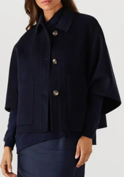 donkerblauwe alter ego faux fur jas lena