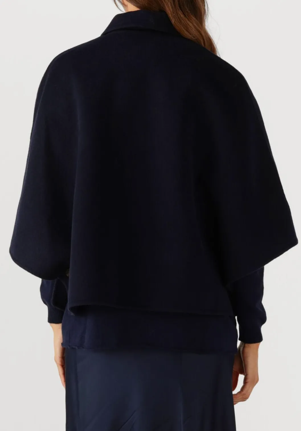 donkerblauwe alter ego faux fur jas lena