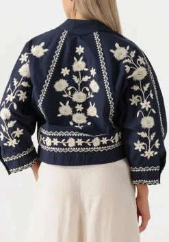 donkerblauwe antik batik jack winna bomber