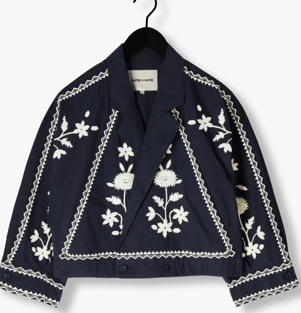 donkerblauwe antik batik jack winna bomber